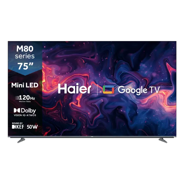 Haier H75M80FUX 75 Inch 4K UHD Smart Google TV with HDR, Dolby Audio & Voice Control